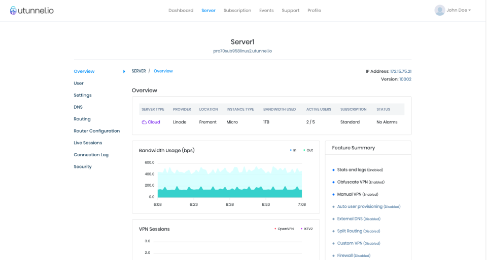 screenshot of UTunnel VPN